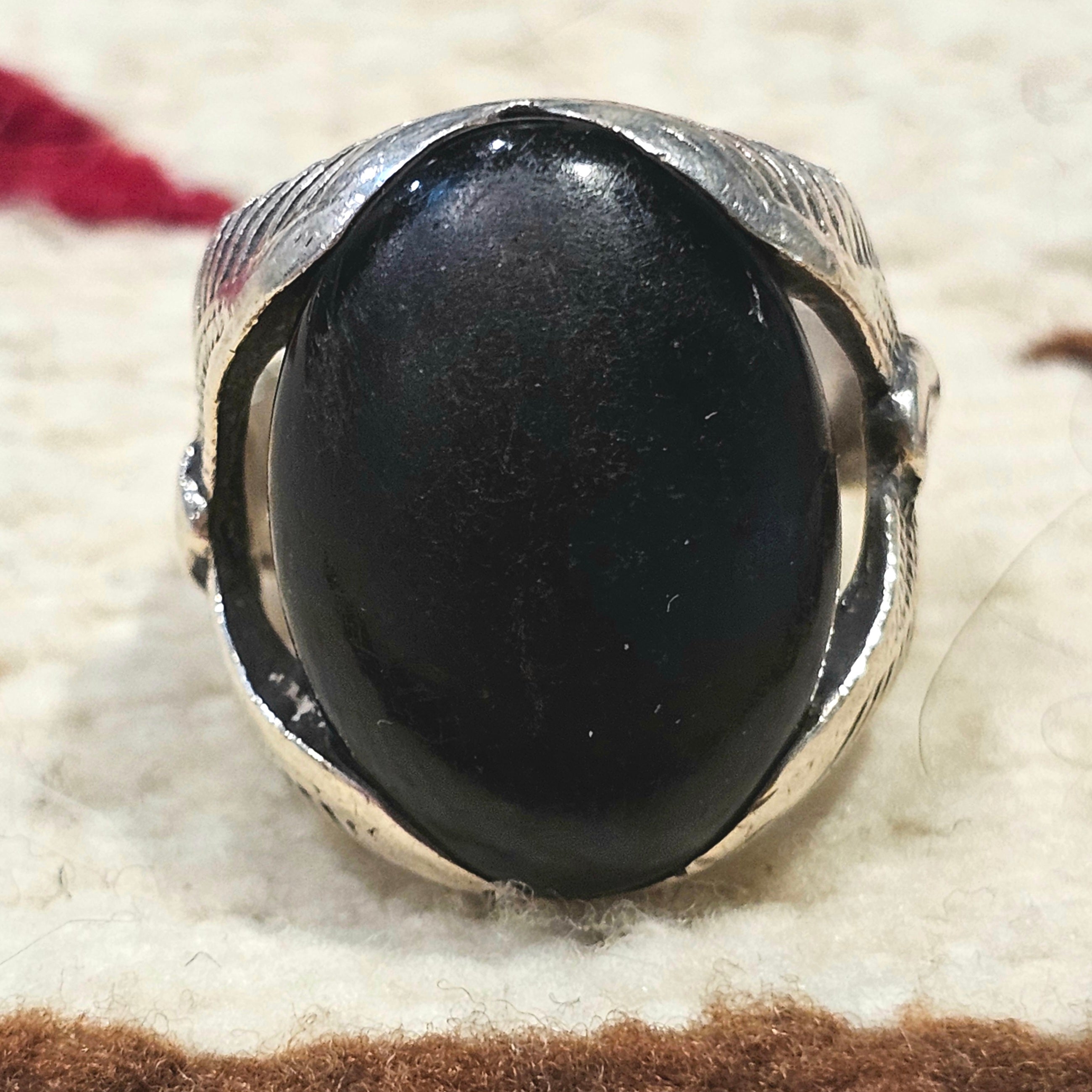 1950s Eagle Onyx Vintage Ring Sterling Old Pawn Size 10 JR 736