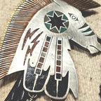 Give Away Horse Bolo Vintage Native Sterling & Copper & Brass & Inlay JBO 164