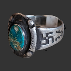 1930s Whirling Log Turquoise Ring size 9. JR 739