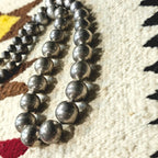 20" Graduated Silver Pearls Necklace Mexico Sterling. C1950s JN 761