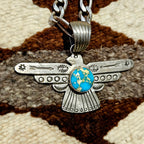 Signed Thunderbird Necklace Turquoise Vintage JN 826