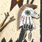 Give Away Horse Bolo Vintage Native Sterling & Copper & Brass & Inlay JBO 164