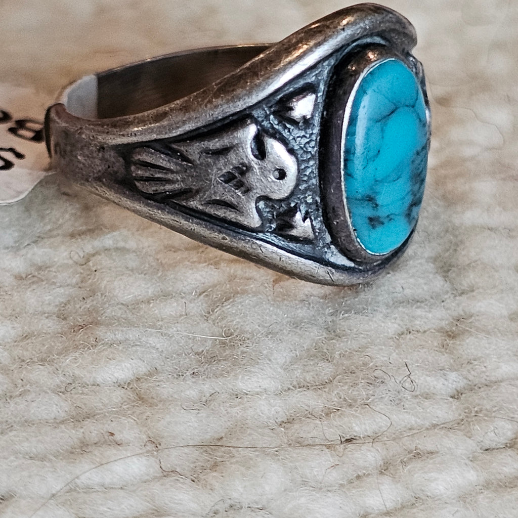 C1930s Bell Trading Thunderbird ring Turquoise  size 5 1/2 JR 477