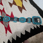 Zuni Signed Vintage Petitpoint Blue Turquoise Concho Belt Sterling Old Pawn. JBL 165